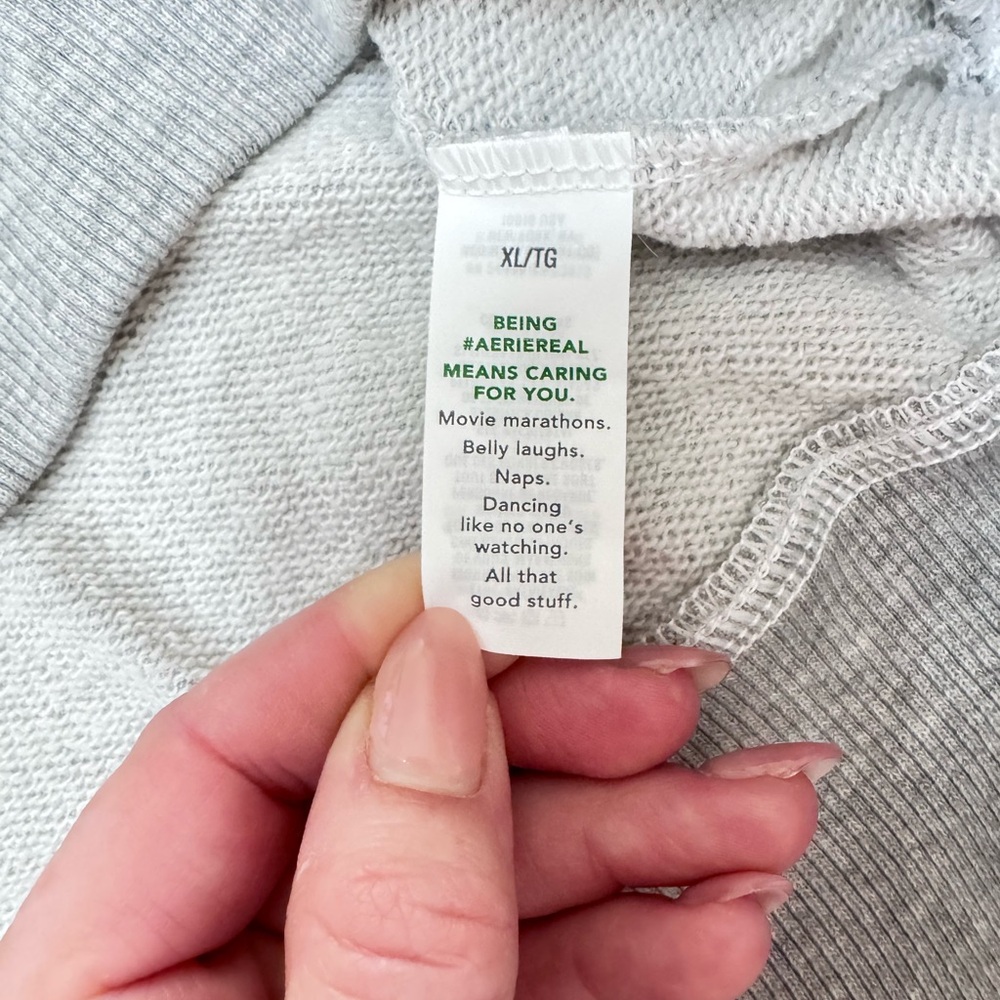 Aerie Beaded Hoodie Heather Grey Sz XL, Y2K - Picture 6 of 7